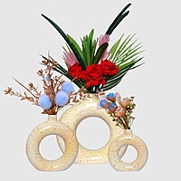 Donut-Shaped Flower Vases for Home Decor, Set of 3 (Light Yellow) Polyresin – 8 Inch