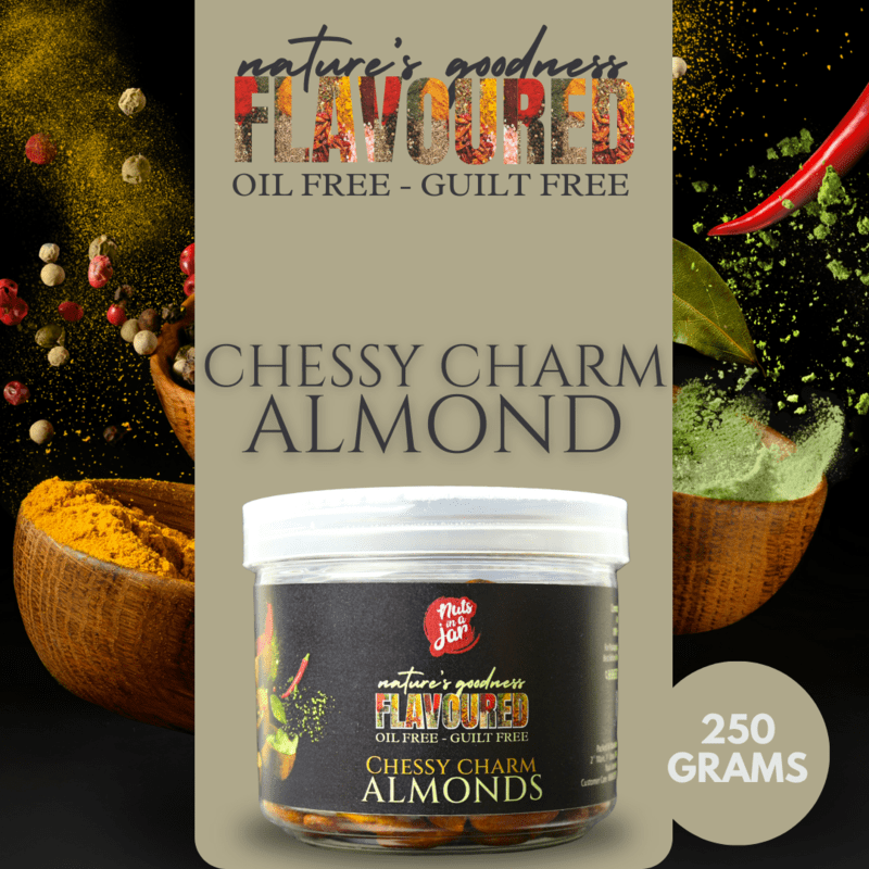 Oil Free Flavoured Cheesy Charm Almonds 250 Grams Oil Free Flavoured Cheesy Charm Almonds 250 Grams