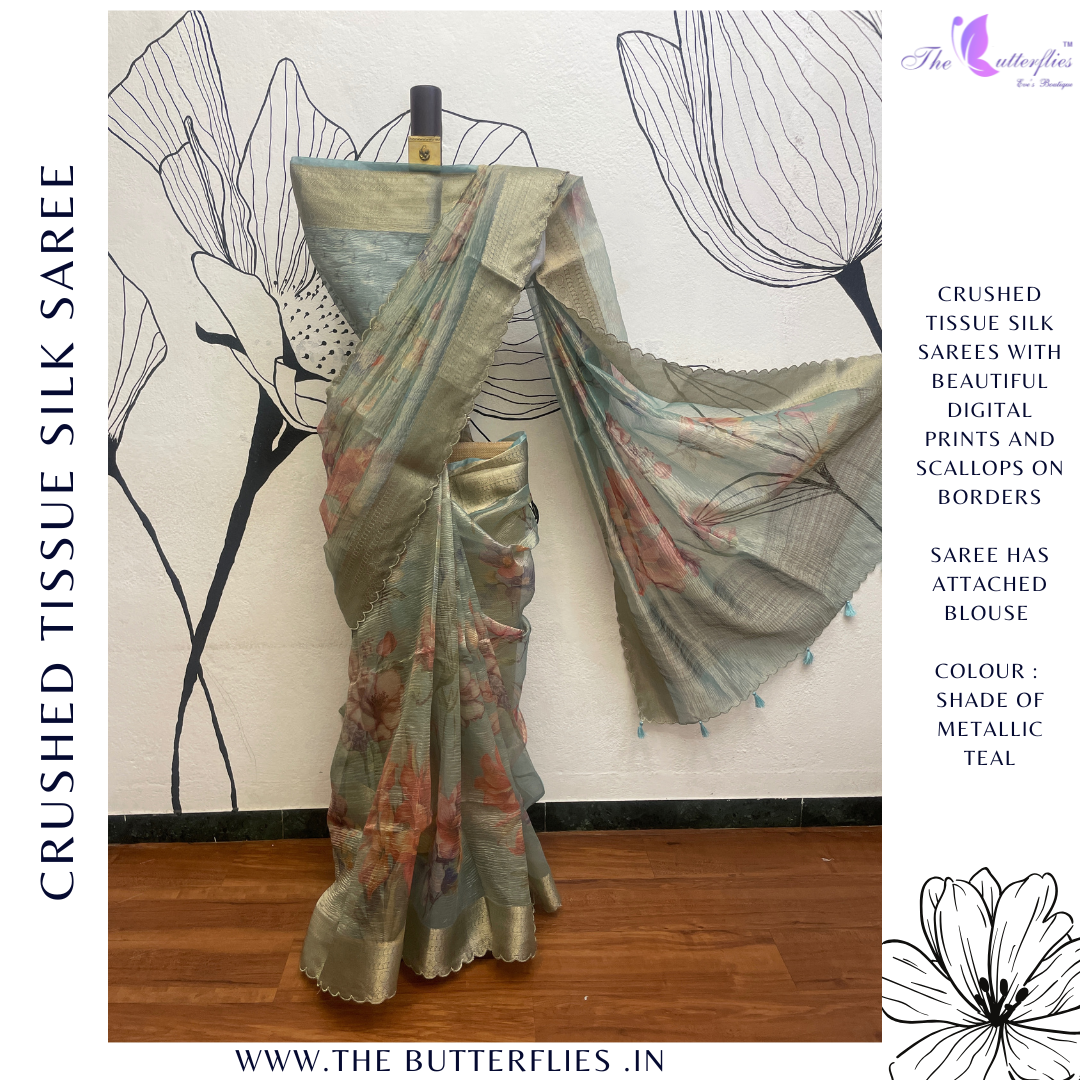 CRUSHED TISSUE SILK SAREE DVFSTES23770 CRUSHED TISSUE SILK SAREE DVFSTES23770