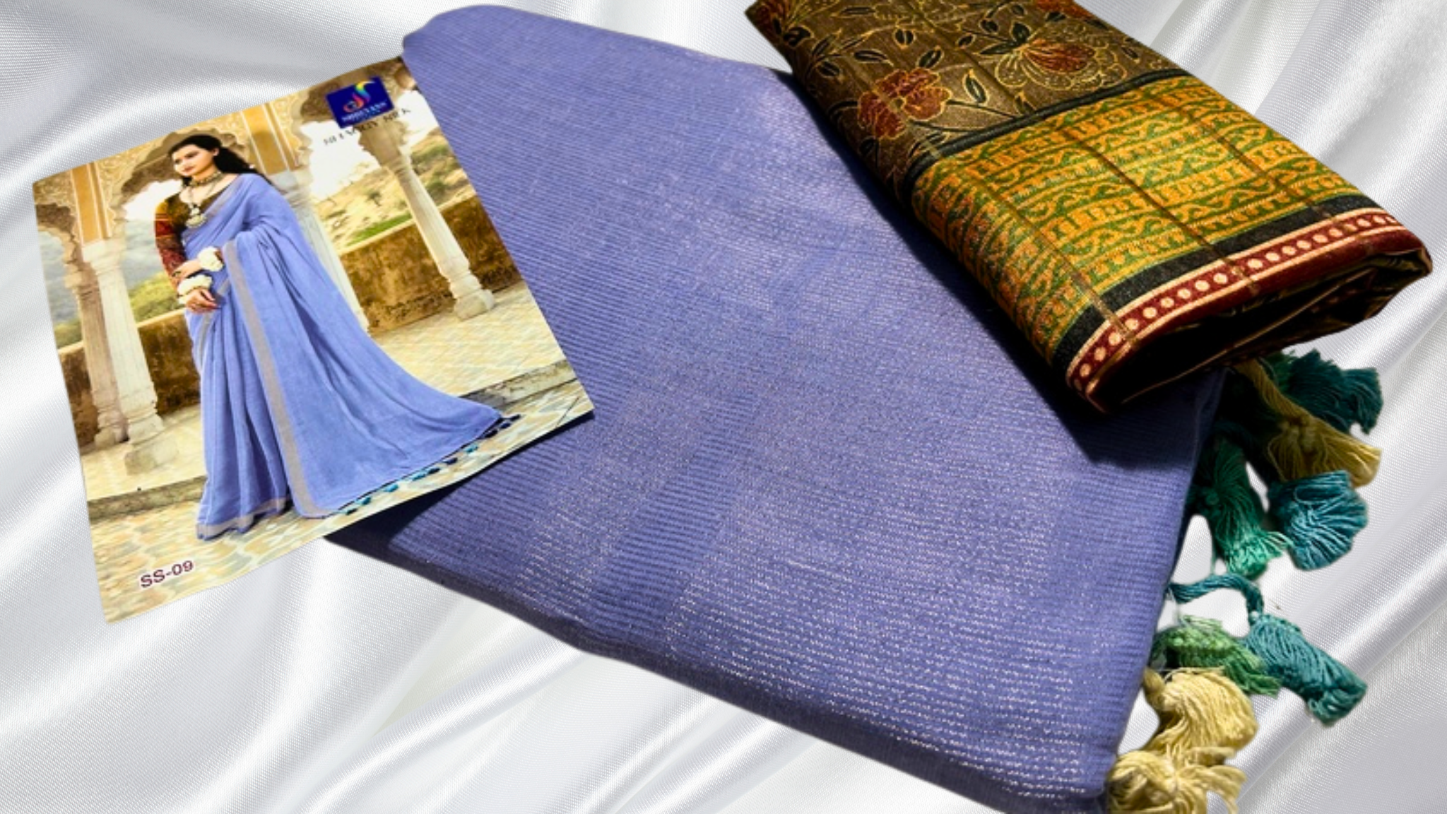 Shaggy Premium Tissue Silk Saree - Soft Ink Blue