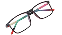 Unisex Rectangular Spectacle Frame. Red &Black Color Frame. Size-MEDIUM.