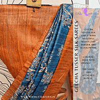 PURE GEECHA TUSSER  SILK SAREE  YBRSTSK23455