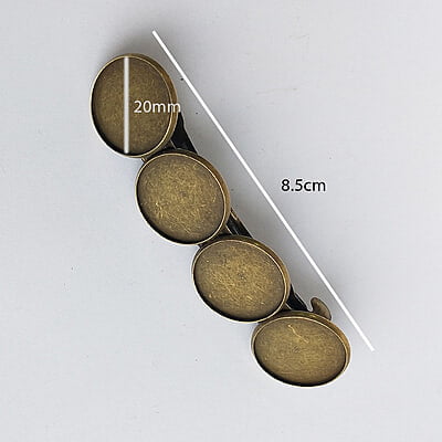 Hair Clip Barrette Bezel Antique Bronze 20 mm
