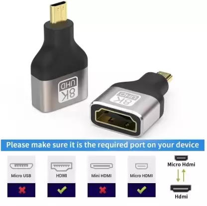 Micro Hdmi (Type D) To Hdmi (Type A) Adapter Straight Connector Micro Hdmi (Type D) To Hdmi (Type A) Adapter Straight Connector