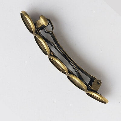 Hair Clip Barrette Bezel Antique Bronze 20 mm
