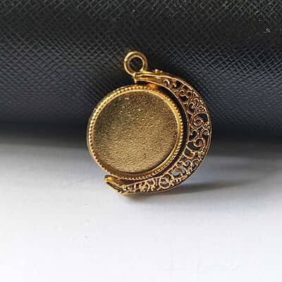 Rotating Double Side Round Pendant Gold Small Rotating Double Side Round Pendant Gold Small