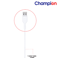 Champion M101 PVC 2.4 Amp Micro Data Cable (White) Champion M101 PVC 2.4 Amp Micro Data Cable (White)