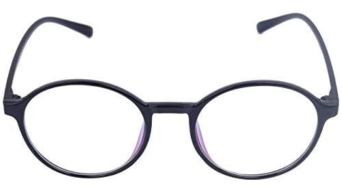 Unisex Round Thin Medium Spectacle Frame. Glossy Black Frame