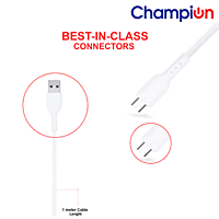 Champion M101 PVC 2.4 Amp Micro Data Cable (White) Champion M101 PVC 2.4 Amp Micro Data Cable (White)
