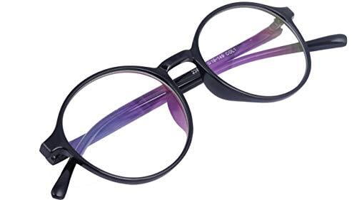 Unisex Round Thin Medium Spectacle Frame. Glossy Black Frame