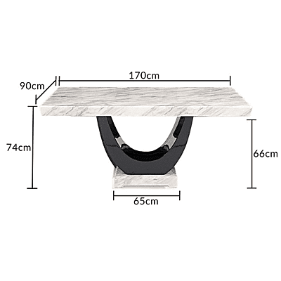 Vikinterio Milan 7 Piece White Modern Rectangle Dinette Dining Room Table Set of 6