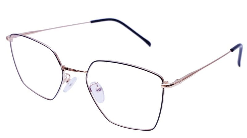 Unisex Pentagon Spectacle Frame. Golden &Black Color Frame. Unisex Pentagon Spectacle Frame. Golden &Black Color Frame.