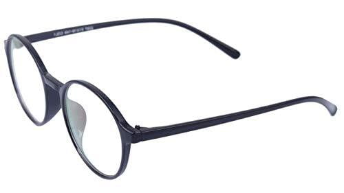 Unisex Round Thin Medium Spectacle Frame. Glossy Black Frame