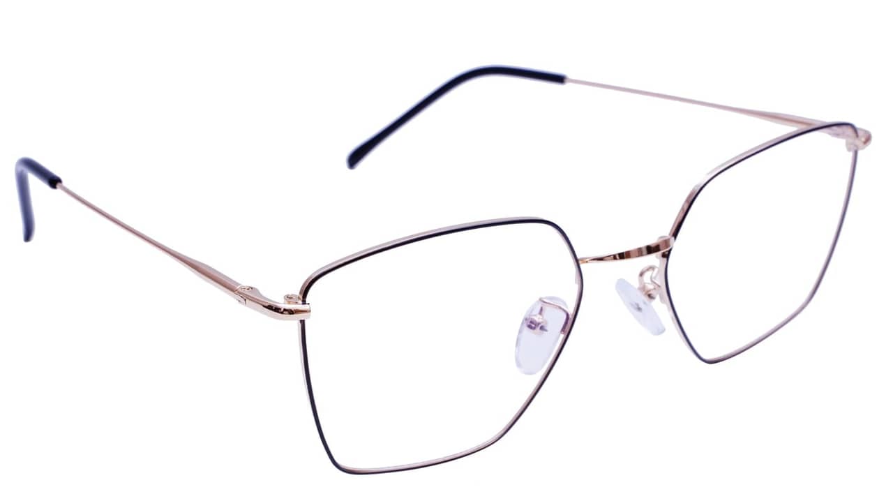 Unisex Pentagon Spectacle Frame. Golden &Black Color Frame.