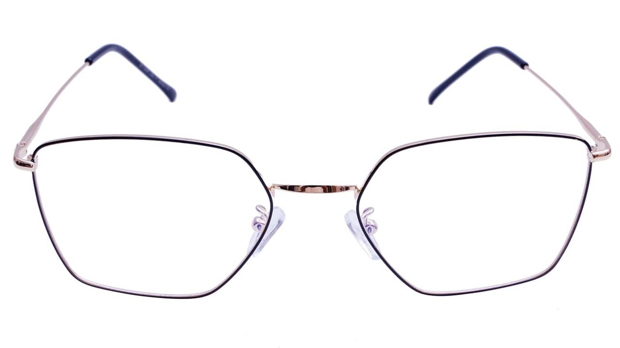 Unisex Pentagon Spectacle Frame. Golden &Black Color Frame.