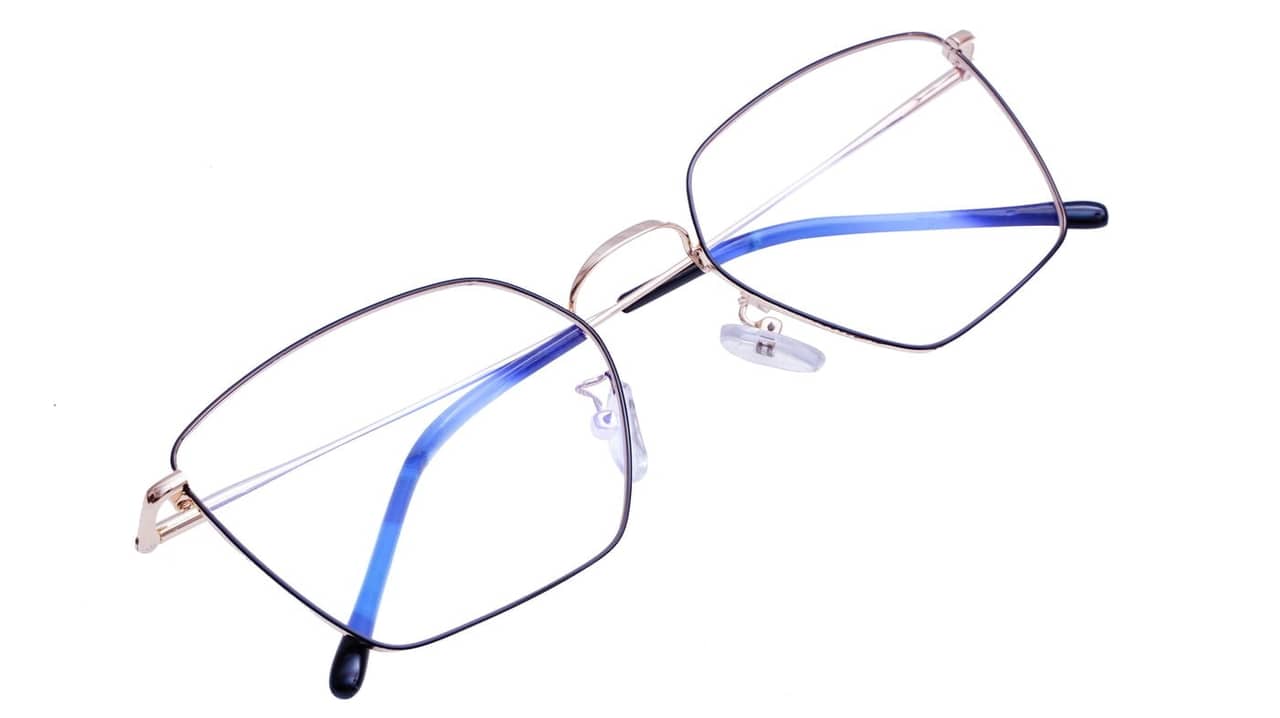 Unisex Pentagon Spectacle Frame. Golden &Black Color Frame.