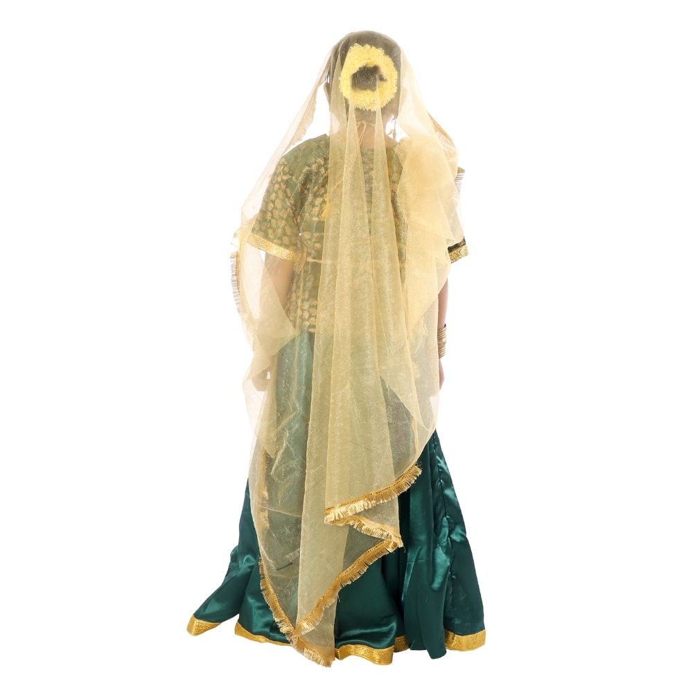 Kathak Dance Dress Costume Bottle Green & Golden