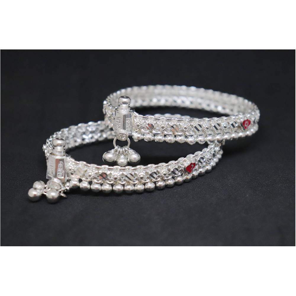 Silver Anklet Payal Jewelry for Girls Size 9.5 Inches