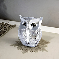 Eelika Silver Classic Owl Showpiece for Home Decor – 15 cm – Resin