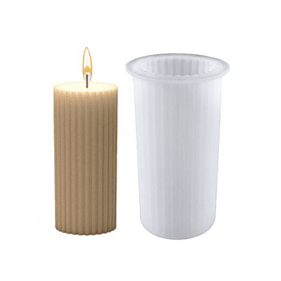 Silicon Mold Candle Pillar Round Ripped Line - 70g