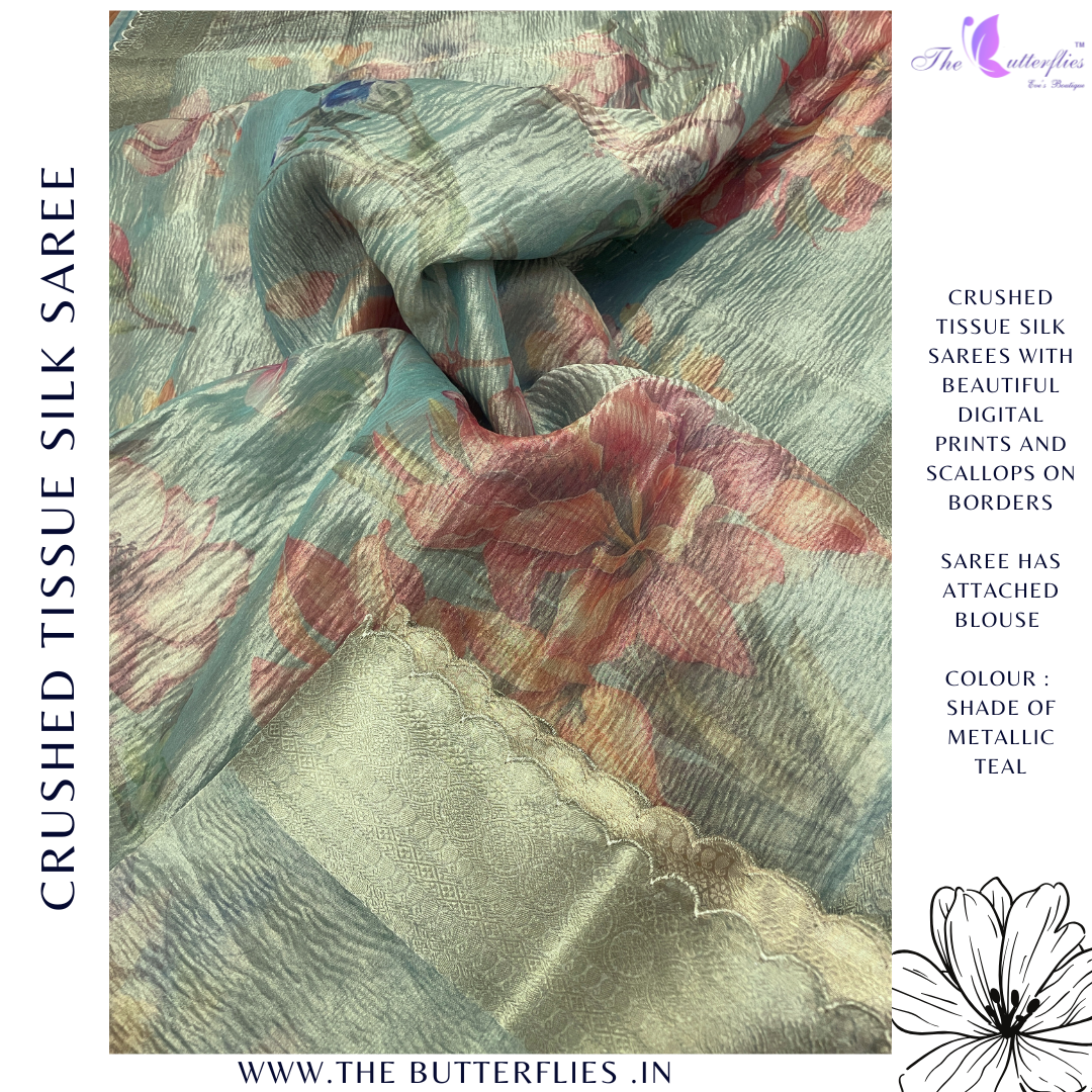 CRUSHED TISSUE SILK SAREE DVFSTES23770 CRUSHED TISSUE SILK SAREE DVFSTES23770