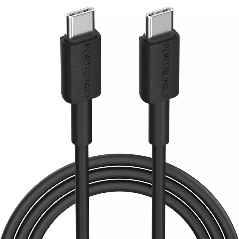 Portronics Konnect Link C Square 60W Type C to Type C Fast Charging PD Cable with 480Mbps Data Sync Compatible with Smartphones, iPhone 15 series, MacBook and Other Type C devices 1M Length(Black) Portronics Konnect Link C Square 60W Type C to Type C Fast Charging PD Cable with 480Mbps Data Sync Compatible with Smartphones, iPhone 15 series, MacBook and Other Type C devices 1M Length(Black)