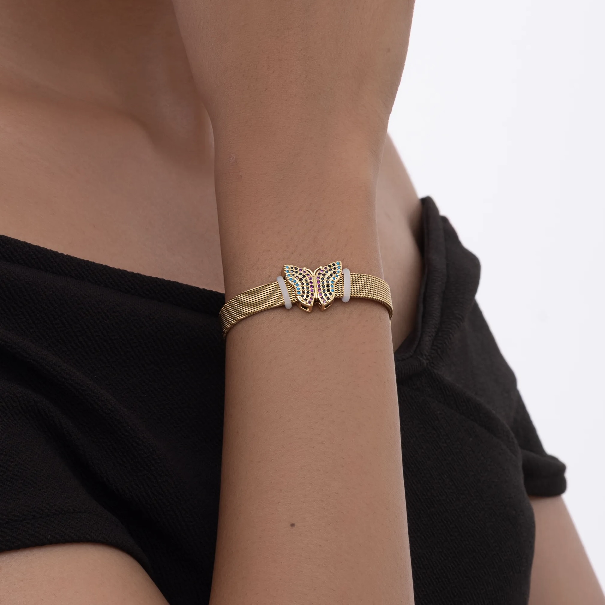 Studded Butterfly Watch Belt