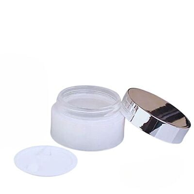 50ml Frosted NEW Glass Jar + SILVER Cap + White Seal 50ml Frosted NEW Glass Jar + SILVER Cap + White Seal
