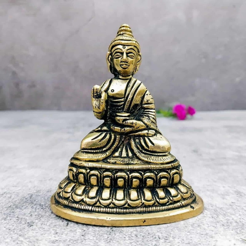 Brass Super Fine Buddha 4 inch Height | Serene Brass Buddha Sculpture for Meditation Brass Super Fine Buddha 4 inch Height | Serene Brass Buddha Sculpture for Meditation