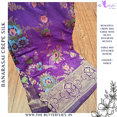BANARASI CREPE SILK SAREE  DCMSBNS24296