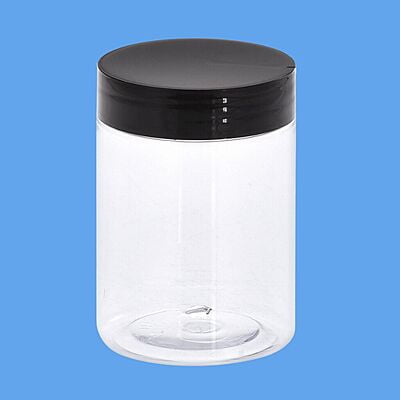 300 ml Round PET Jar + Plastic Black High Neck Cap