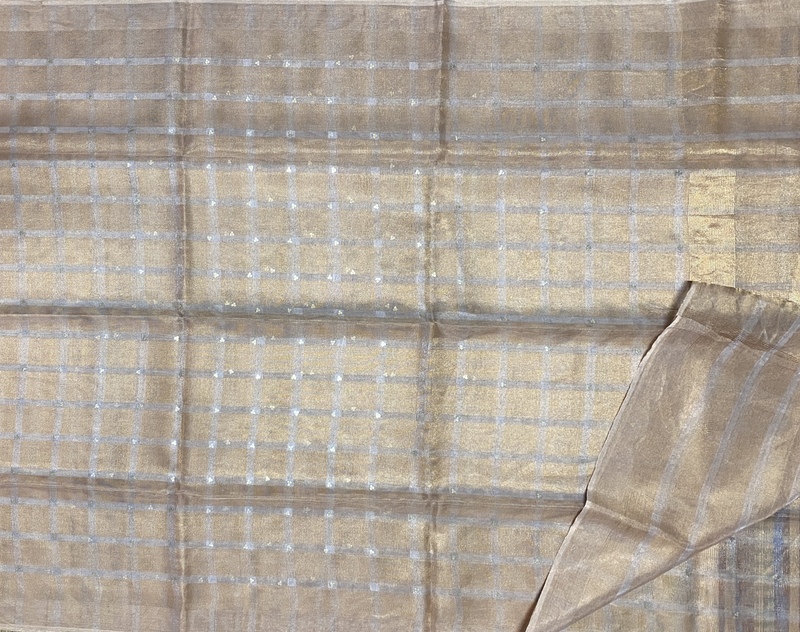 Sunehri – Pure Tissue Sarees (Checks Pattern)