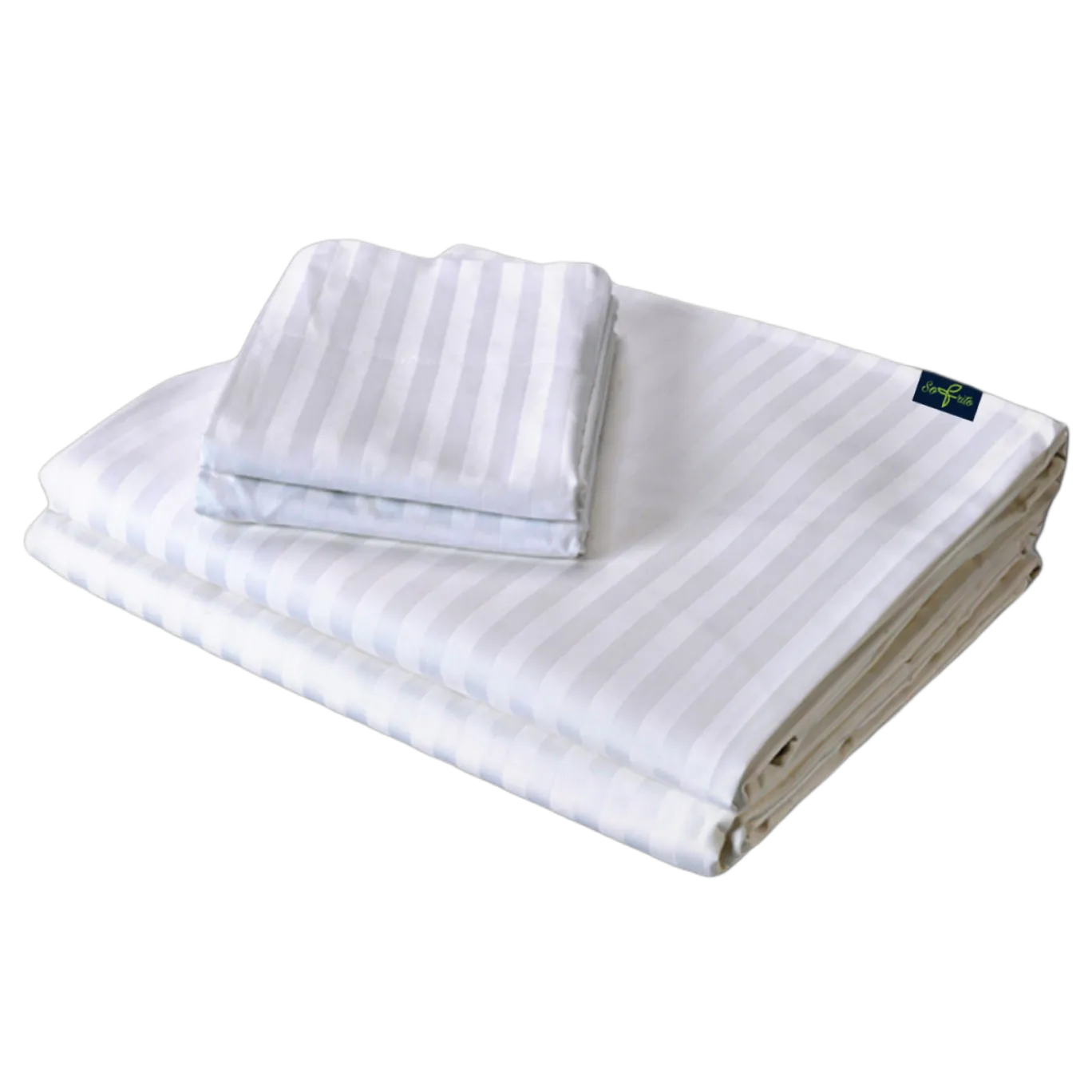 Sofrito Hotel Bedsheet (Flat) Glace Cotton 400 TC - Striped - White | High Durability with Low Maintenance | 12 - Months Guarantee |