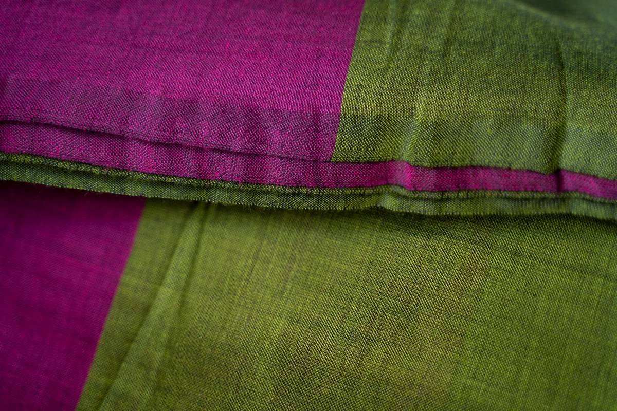 West Bengal Colour Block Saree - Magenta & Parrot Green