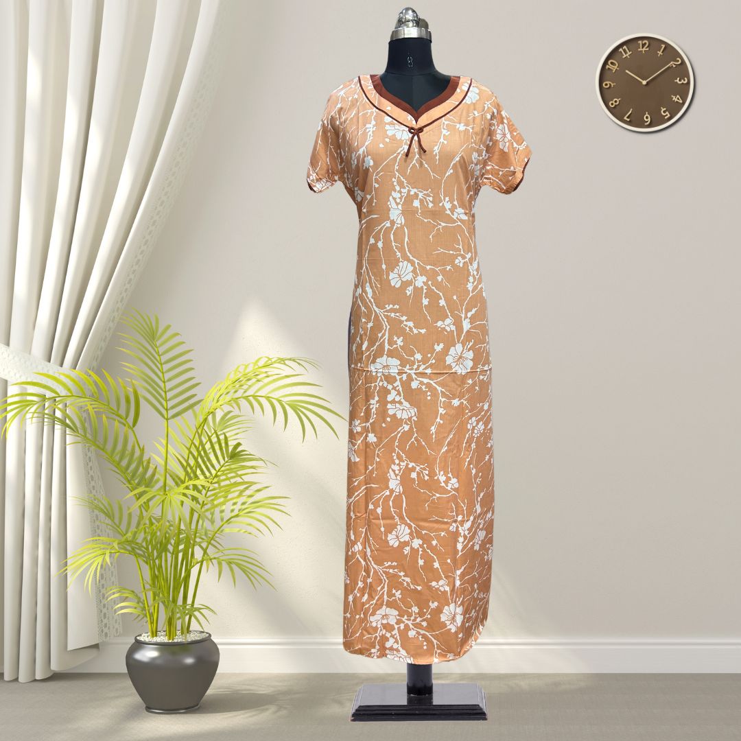 Sandle Soft Cotton Nighty With All Over From Libas Loungewear - AL1110 Sandle Soft Cotton Nighty With All Over From Libas Loungewear - AL1110