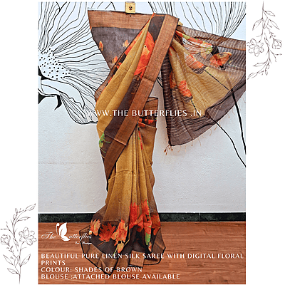 PURE LINEN SILK SAREE YBRSLIN23632