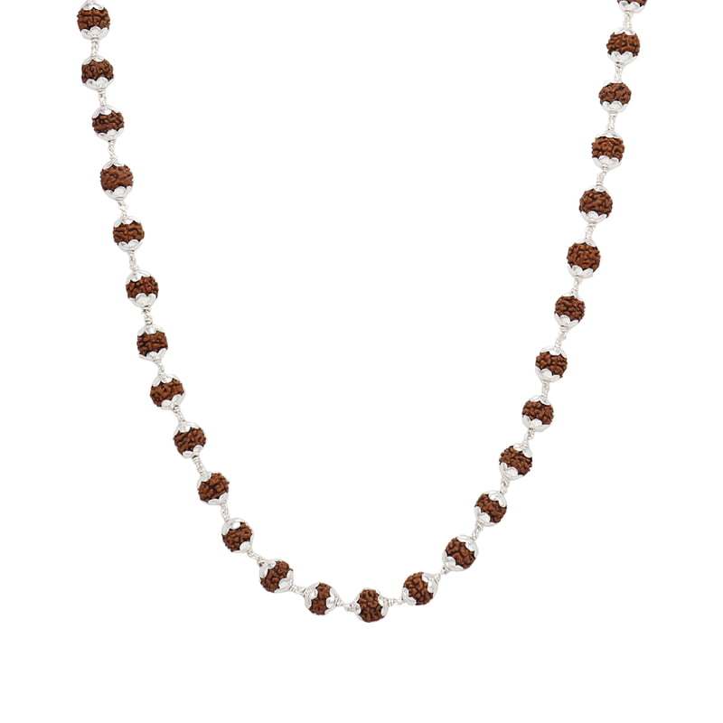 Silver Caped Rudraksha Mala/Chain