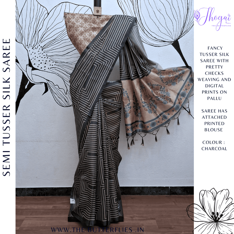 SEMI TUSSER SILK SAREE DCMSTSK23716