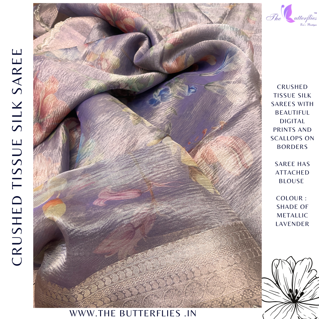 CRUSHED TISSUE SILK SAREE DVFSTES23764 CRUSHED TISSUE SILK SAREE DVFSTES23764
