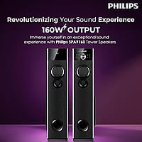 PHILIPS Audio SPA9160 2.0CH Tower Speakers - 160W, Wireless Microphone, Multi-Connectivity, Karaoke, Thumping Bass (Black) PHILIPS Audio SPA9160 2.0CH Tower Speakers - 160W, Wireless Microphone, Multi-Connectivity, Karaoke, Thumping Bass (Black)