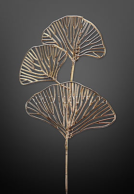 Ginkgo Leaf on Stick - Gold Ginkgo Leaf on Stick - Gold