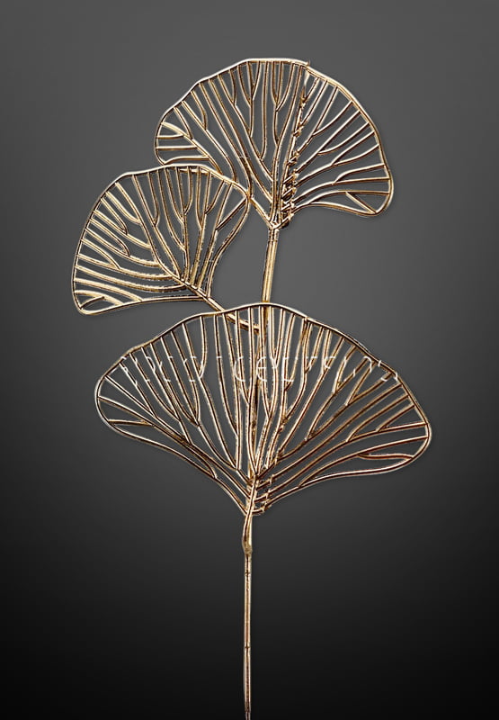 Ginkgo Leaf on Stick - Gold Ginkgo Leaf on Stick - Gold