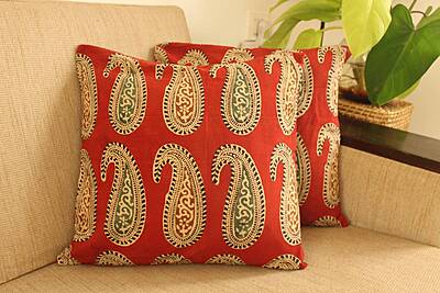 Red Paisley Cushion Cover Red Paisley Cushion Cover