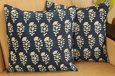 Floral Indigo Cushion Cover Floral Indigo Cushion Cover