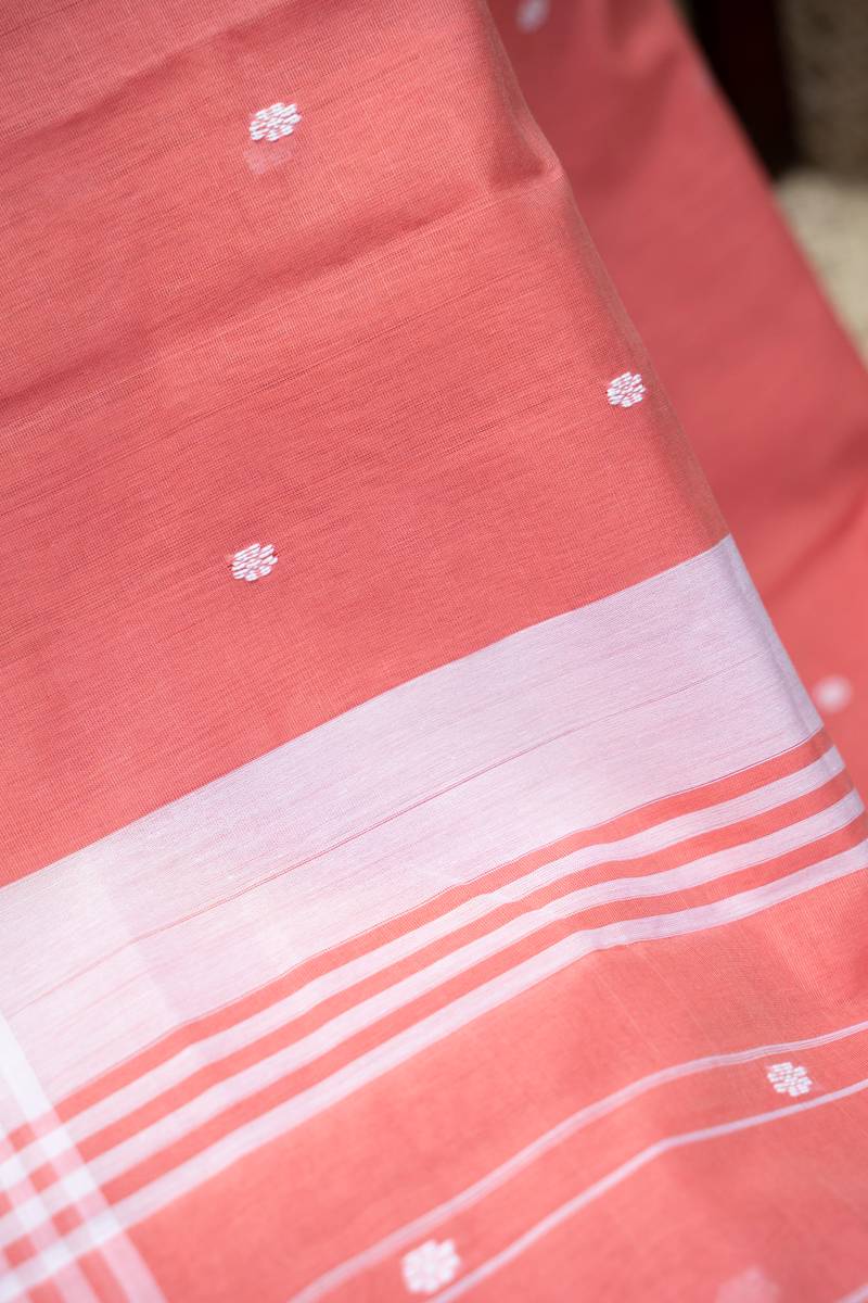 Chanderi Cotton Saree - Salmon Pink Chanderi Cotton Saree - Salmon Pink