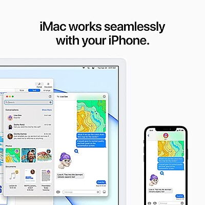 iMac with 4.5K R24-inch/60.96 cm, Apple M1 chip with 8‑core CPU and 8‑core GPU, 8GB RAM, 256GB Silver