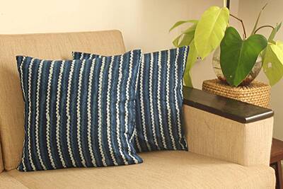 Stripes In Indigo Cushion Cover Stripes In Indigo Cushion Cover