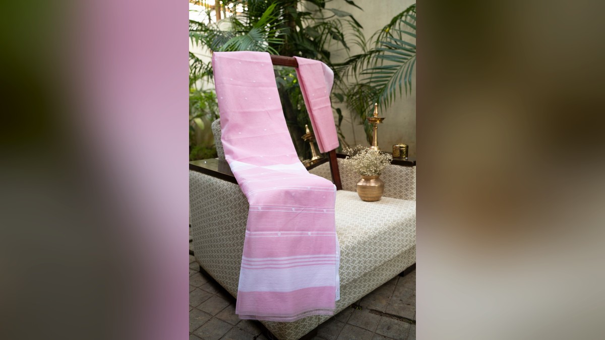 Chanderi Cotton Saree - Pastel Pink Chanderi Cotton Saree - Pastel Pink