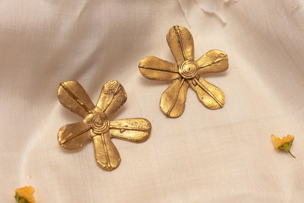 Floral Brass Earrings