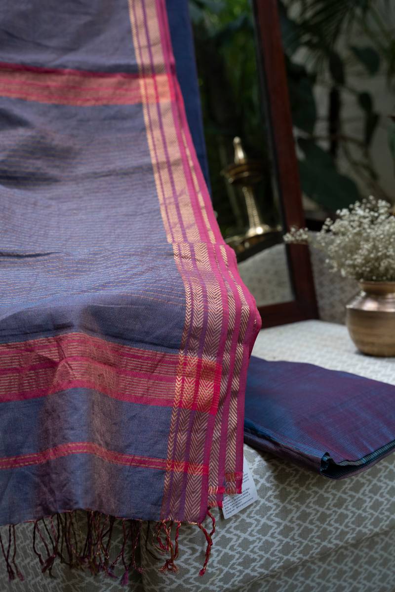 Maheshwari Saree - Midnight Blue Maheshwari Saree - Midnight Blue